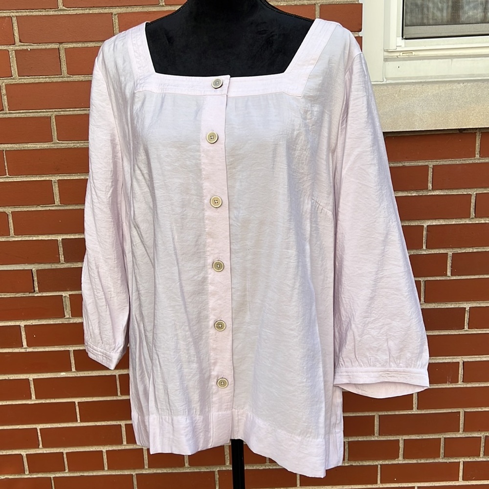 J. Jill silky Pale Orchid square neck button front blouse.  NWT